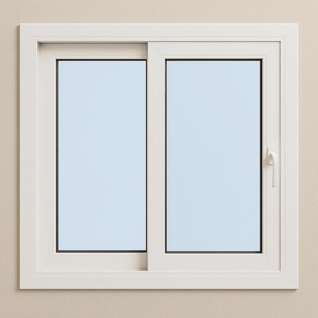 Ventana Corrediza de PVC blanca, ideal para espacios optimizados.